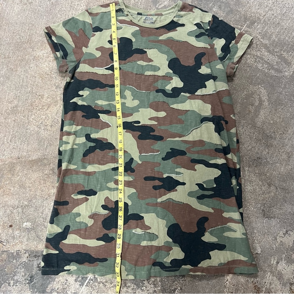 Polo Ralph Lauren Shirt Dress Knit Burnout Camouflage Beaded Woodland Camo XL - Picture 8 of 10